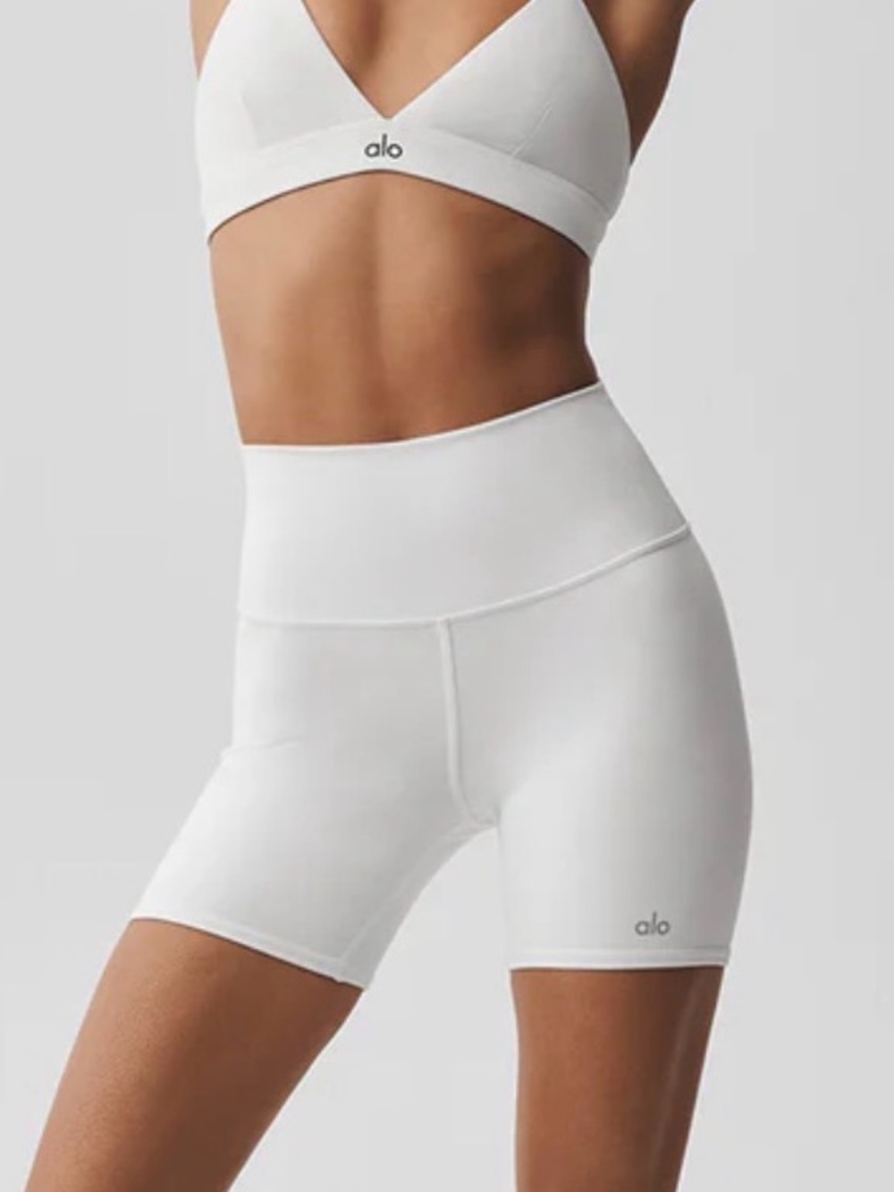 ALO Yoga High-Rise White Bike Shorts